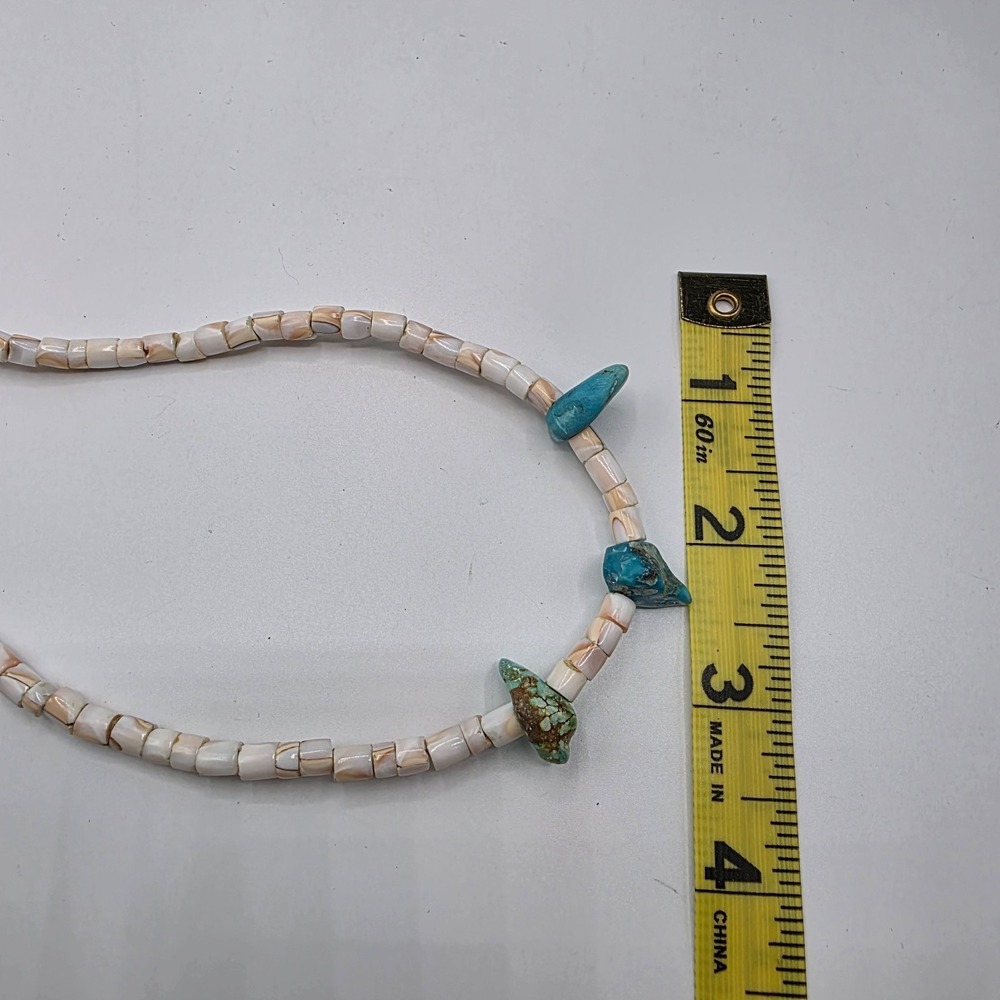 Vintage Unisex Adult Silver Tone Coral Beads‎ Ethnic Summer Beach Turquoise 18" - Picture 8 of 9